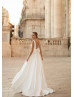 Ivory Satin V Back Minimalist Wedding Dress With Bow